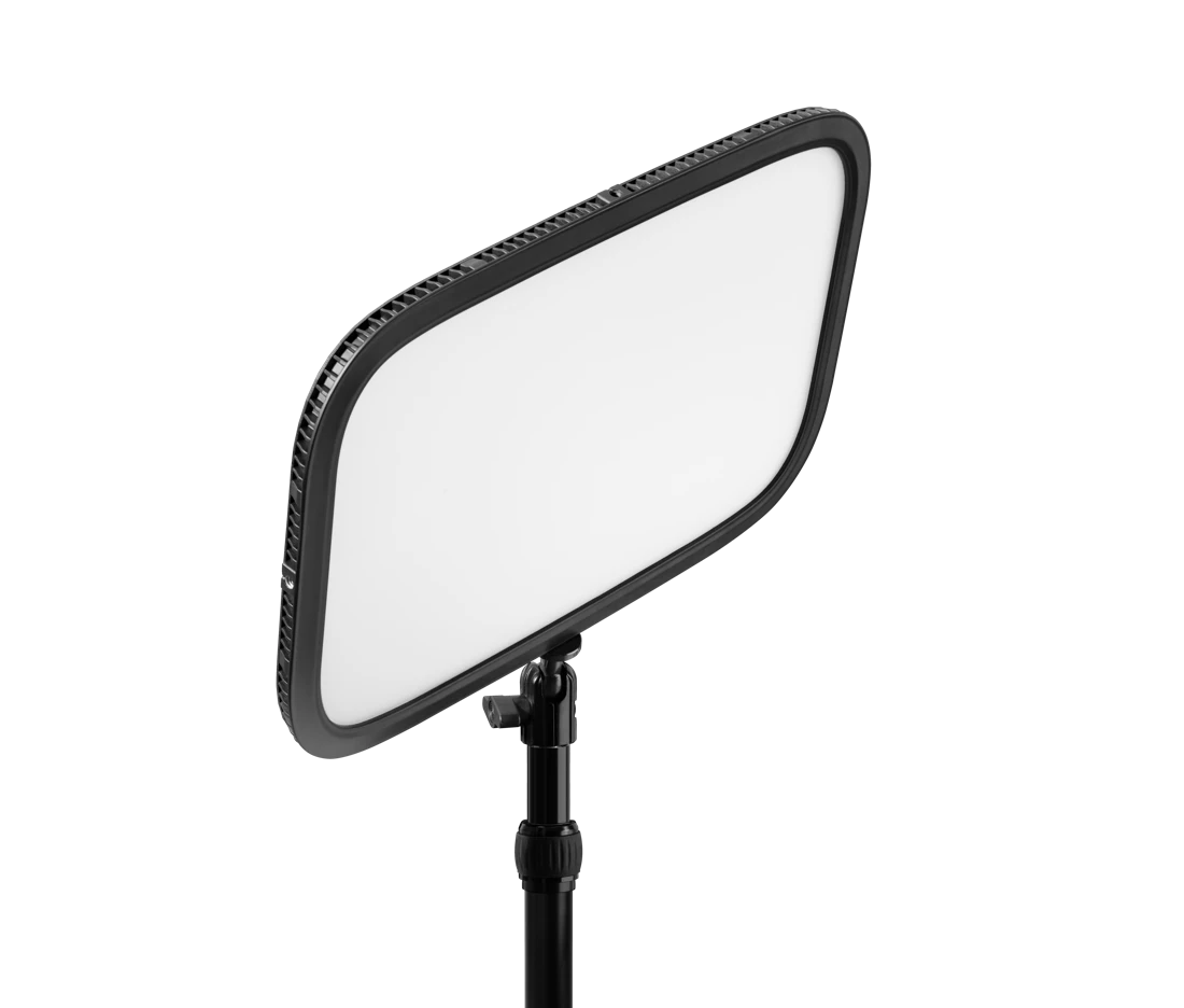 Elgato Key Light MK.2 de trois quarts avec support, visuel officiel Elgato